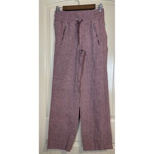 Athleta Cabo Linen Wide Leg Pants Size 0 Tawny Orchid Heather relaxed beachy GUC